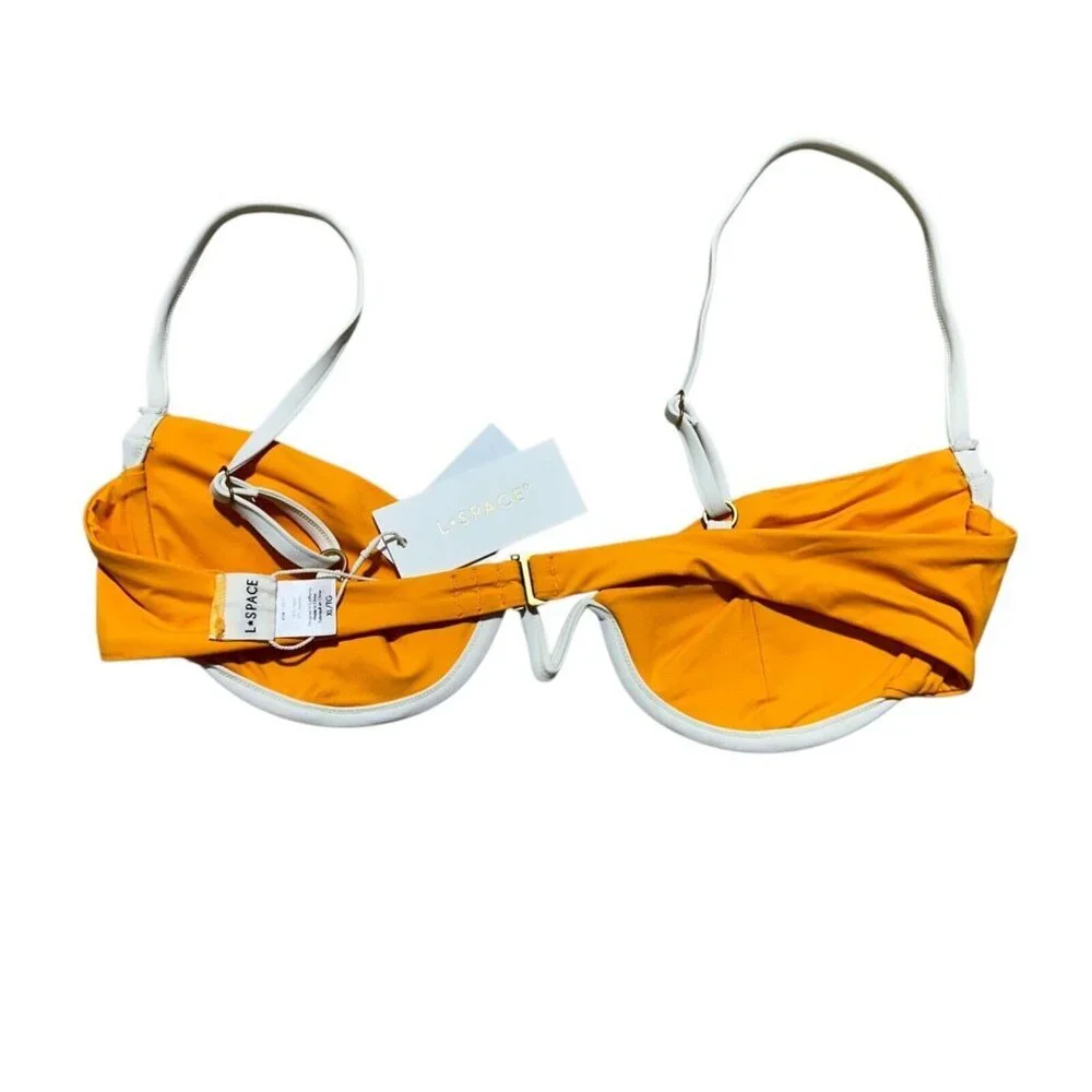 L*Space Womens Size XL Nico Bikini Top Mango Cream‎ Orange White Underwire NEW